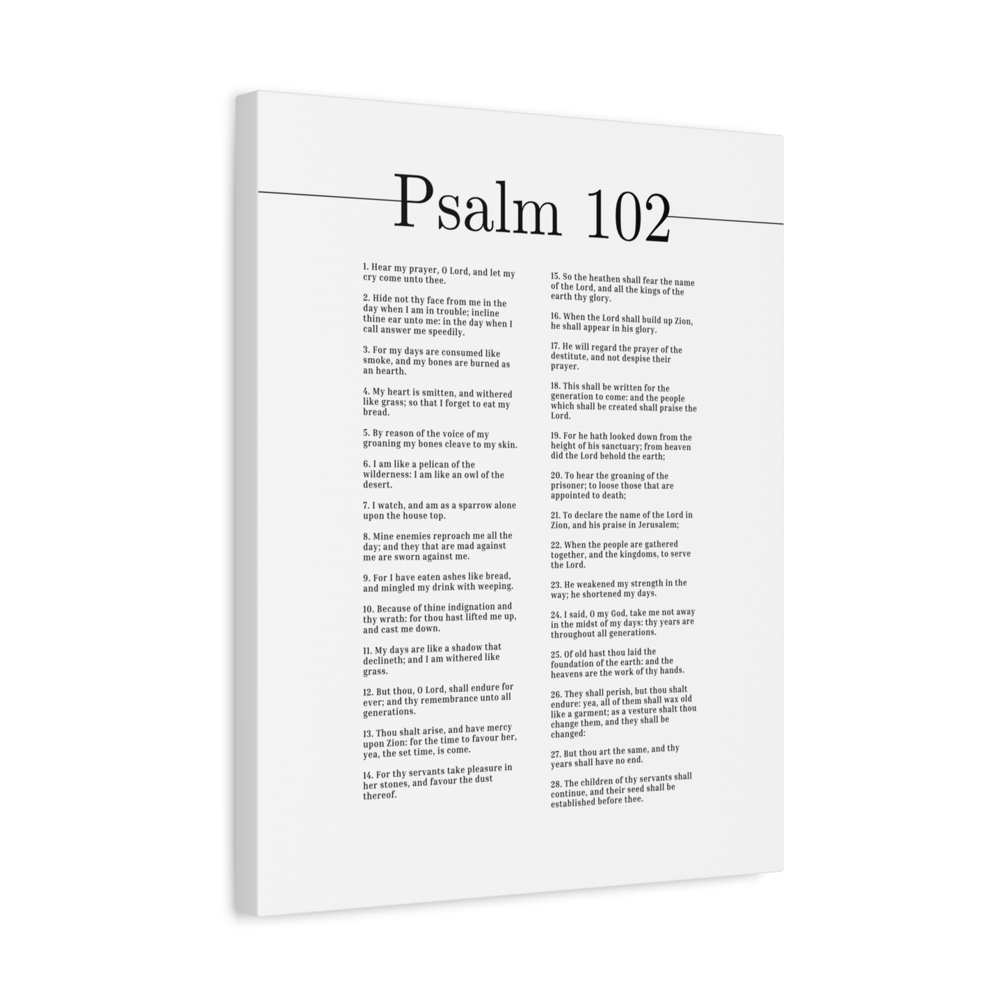 Scripture Canvas Hear My Prayer, O Lord Psalm 102 Christian Wall Art Bible Verse Print Ready to Hang