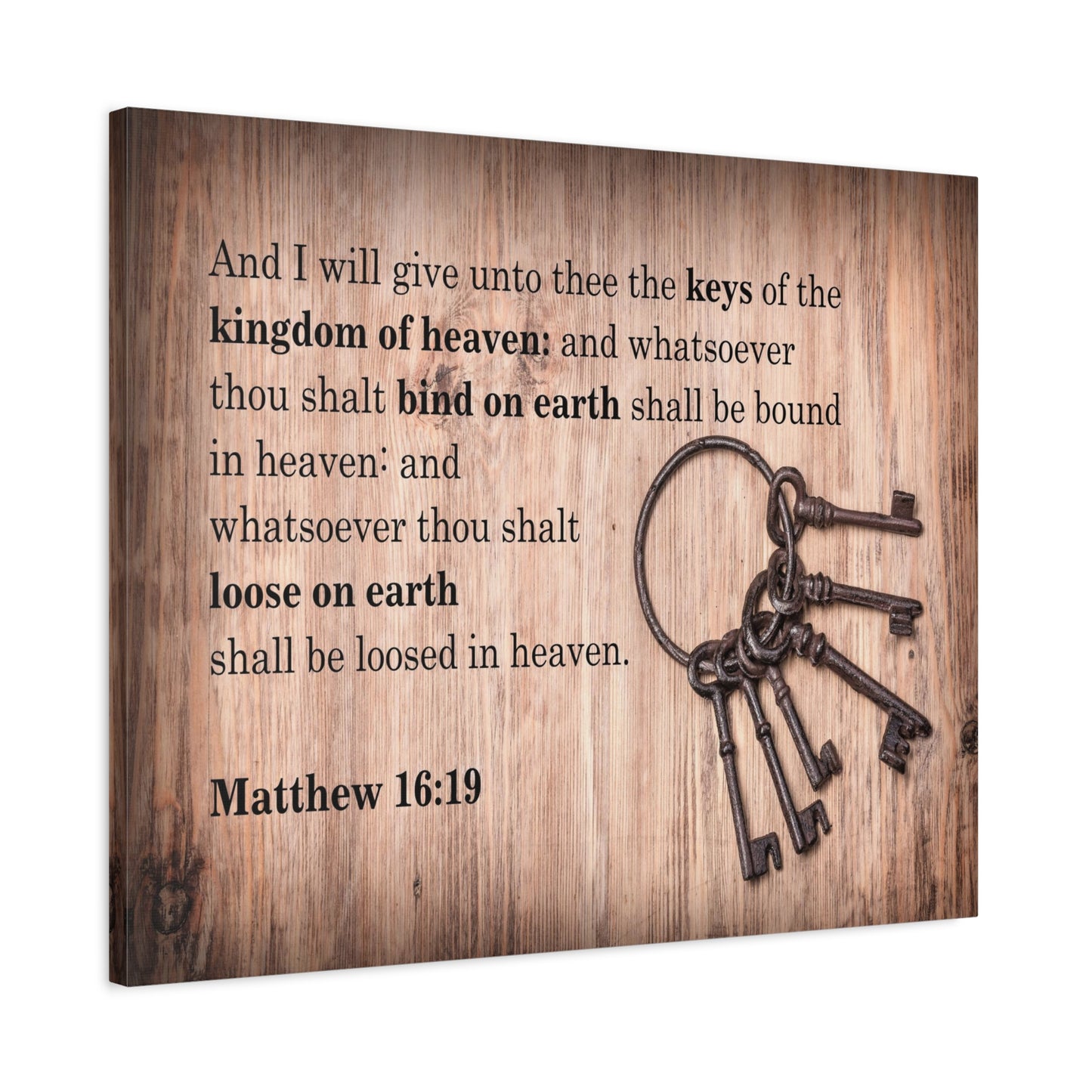 Scripture Canvas Bind on Earth Matthew 16:19 Christian Wall Art Bible Verse Print Ready to Hang