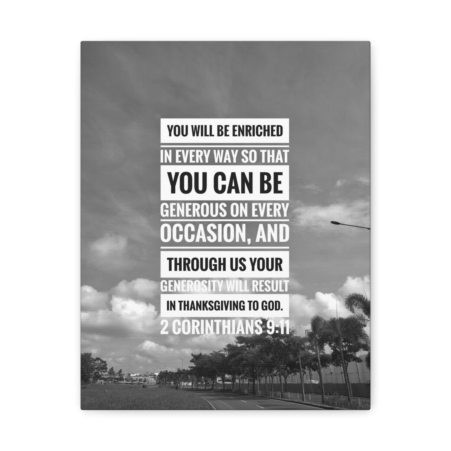 You Will Be Enriched 2 Corinthians 9:11 Christian Wall Art Bible Verse Print Ready to Hang