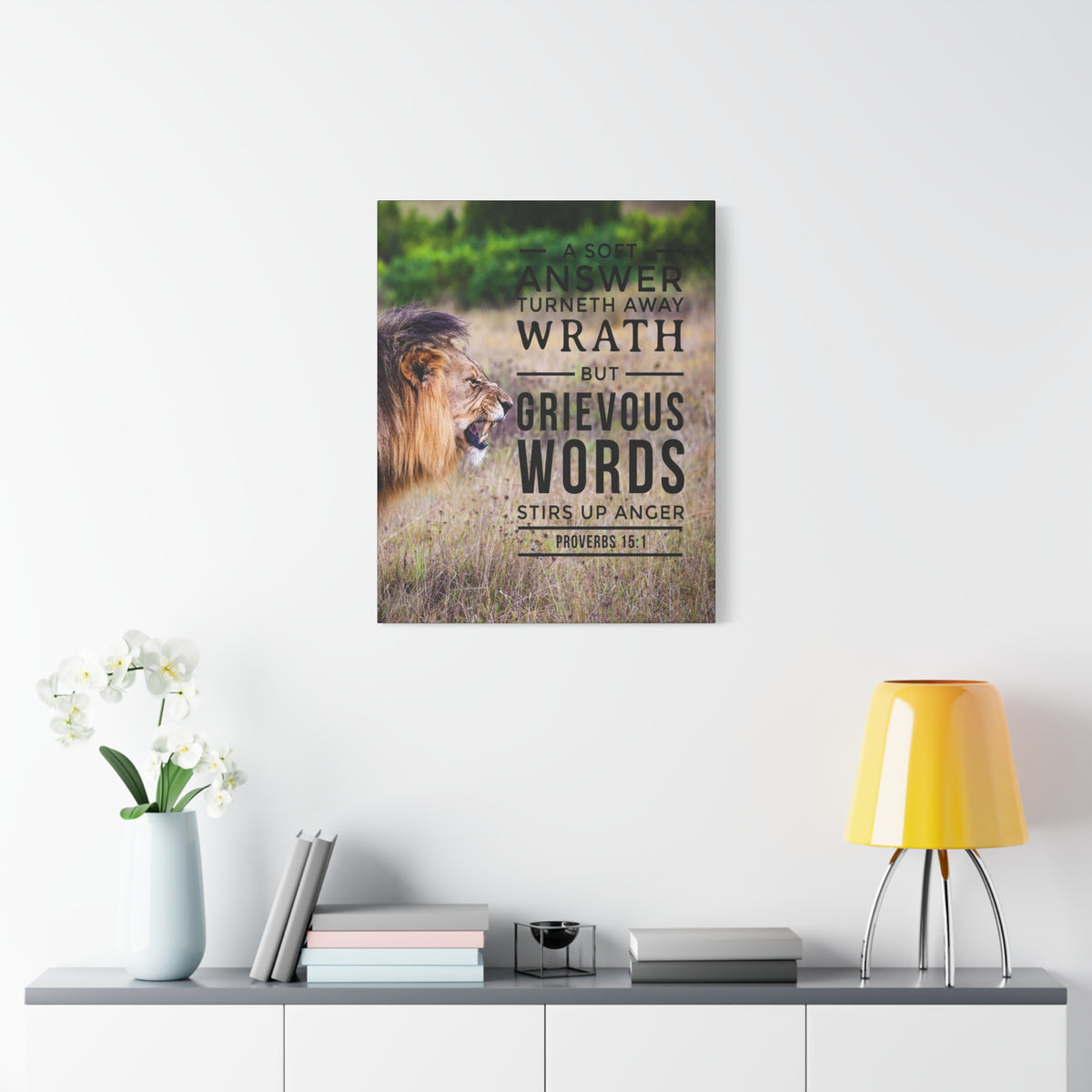 Scripture Canvas Soft Answer Proverbs 15:1 Christian Wall Art Bible Verse Print Ready to Hang