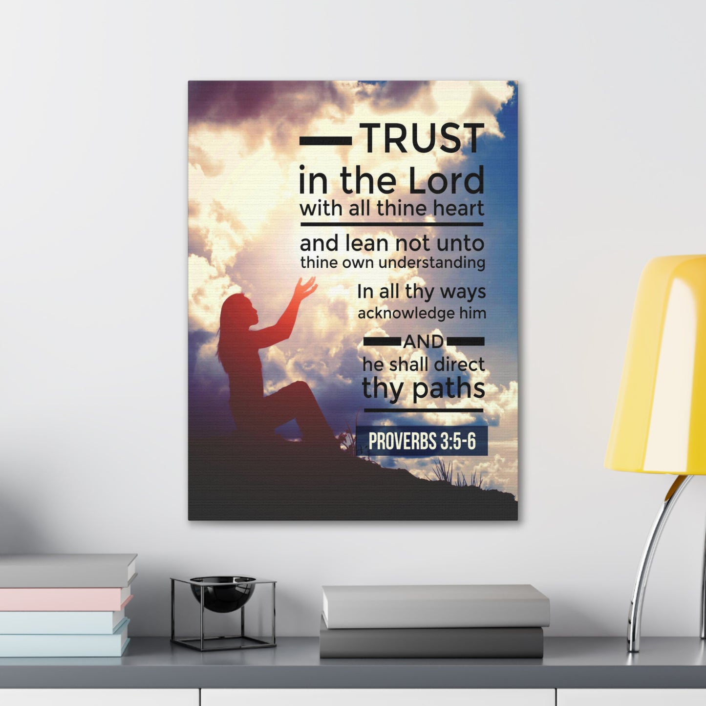 Trust in the Lord Proverbs 3:5-6 Christian Wall Art Bible Verse Print Ready to Hang