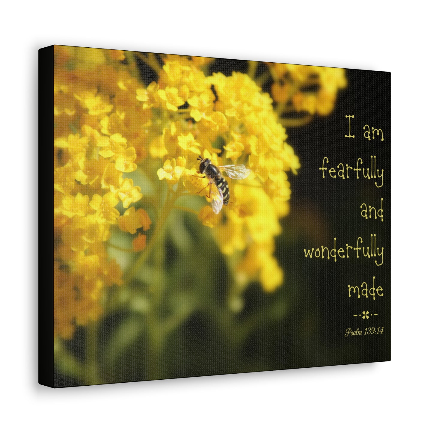 Wonderfully Made Psalm 139:14 Bee Bible Verse Canvas Christian Wall Art Ready to Hang
