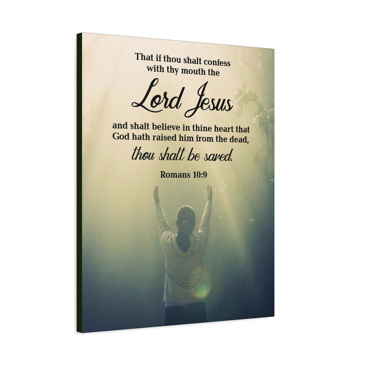 Scripture Canvas Confess With Your Mouth Romans 10:9 Christian Wall Art Bible Verse Print Ready to Hang