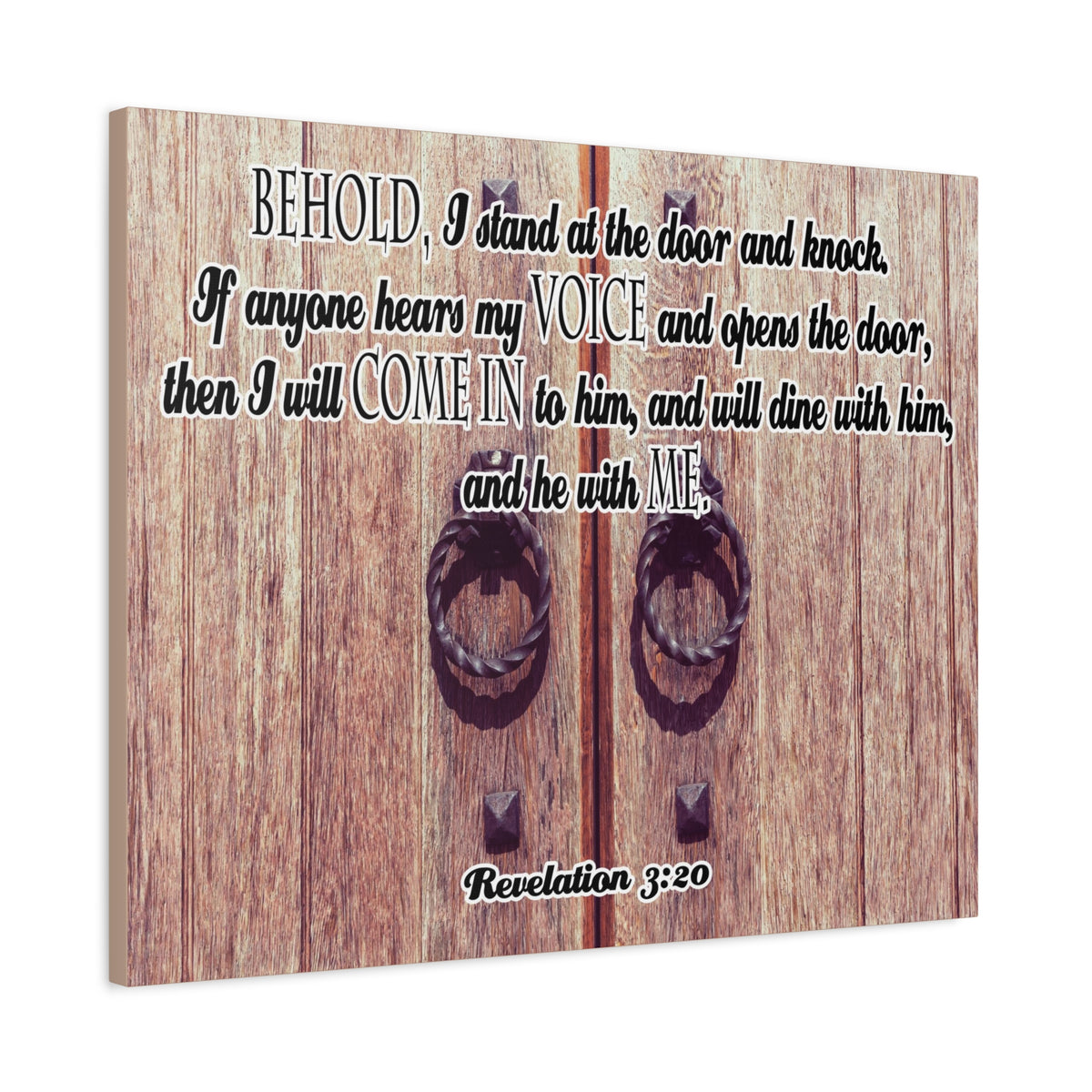 Scripture Canvas I Will Come In Revelation 3:20 Christian Wall Art Bible Verse Print Ready to Hang