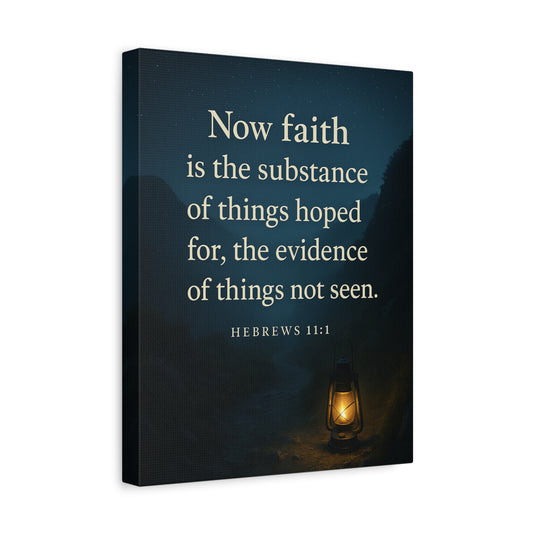 Bible Verse Canvas Hebrews 11:1 Christian Home Décor Wall Art Scripture Ready to Hang Faith Print