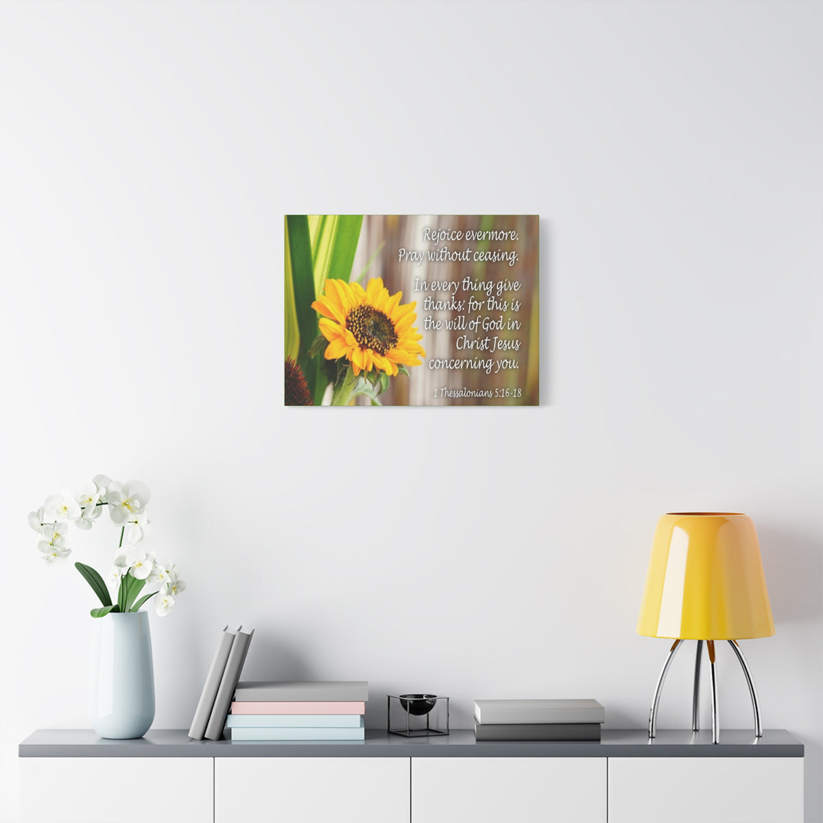 Scripture Canvas Rejoice Evermore 1 Thessalonians 5:16-18 Christian Wall Art Bible Verse Print Ready to Hang