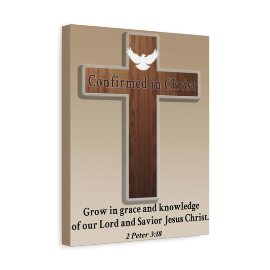 Scripture Walls 2 Peter 3:18 Confirmed in Christ Cross Bible Canvas Christian Wall Art Ready to Hang Unframed