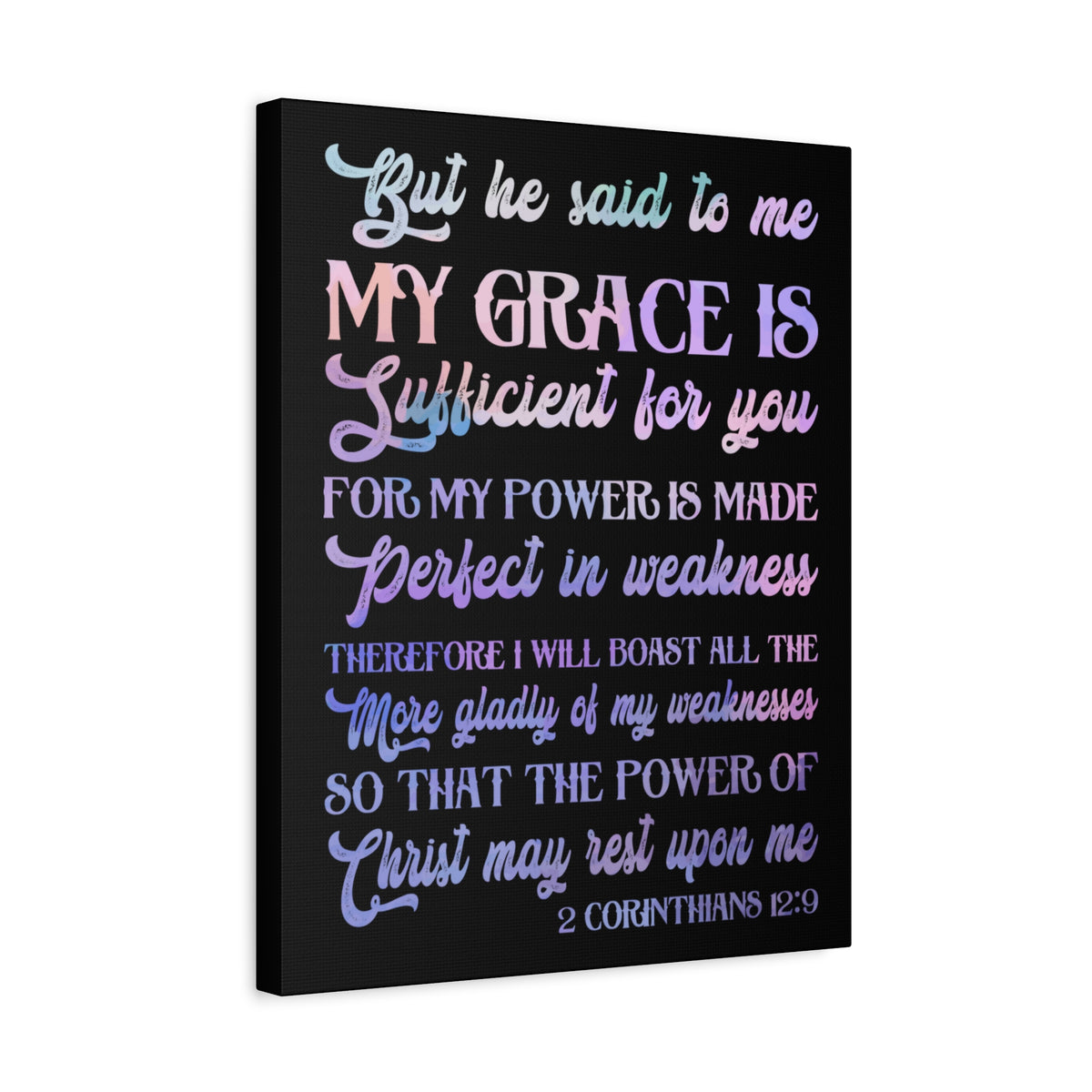 Scripture Canvas My Grace 2 Corinthians 12:9 Christian Wall Art Bible Verse Print Ready to Hang