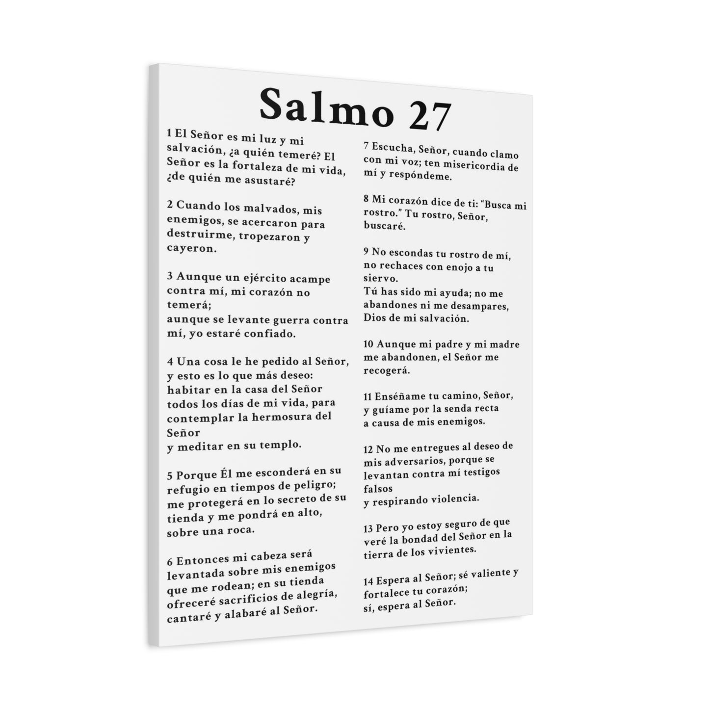 Scripture Walls Salmo 27 Chapter White Bible Canvas Christian Wall Art Ready to Hang Unframed