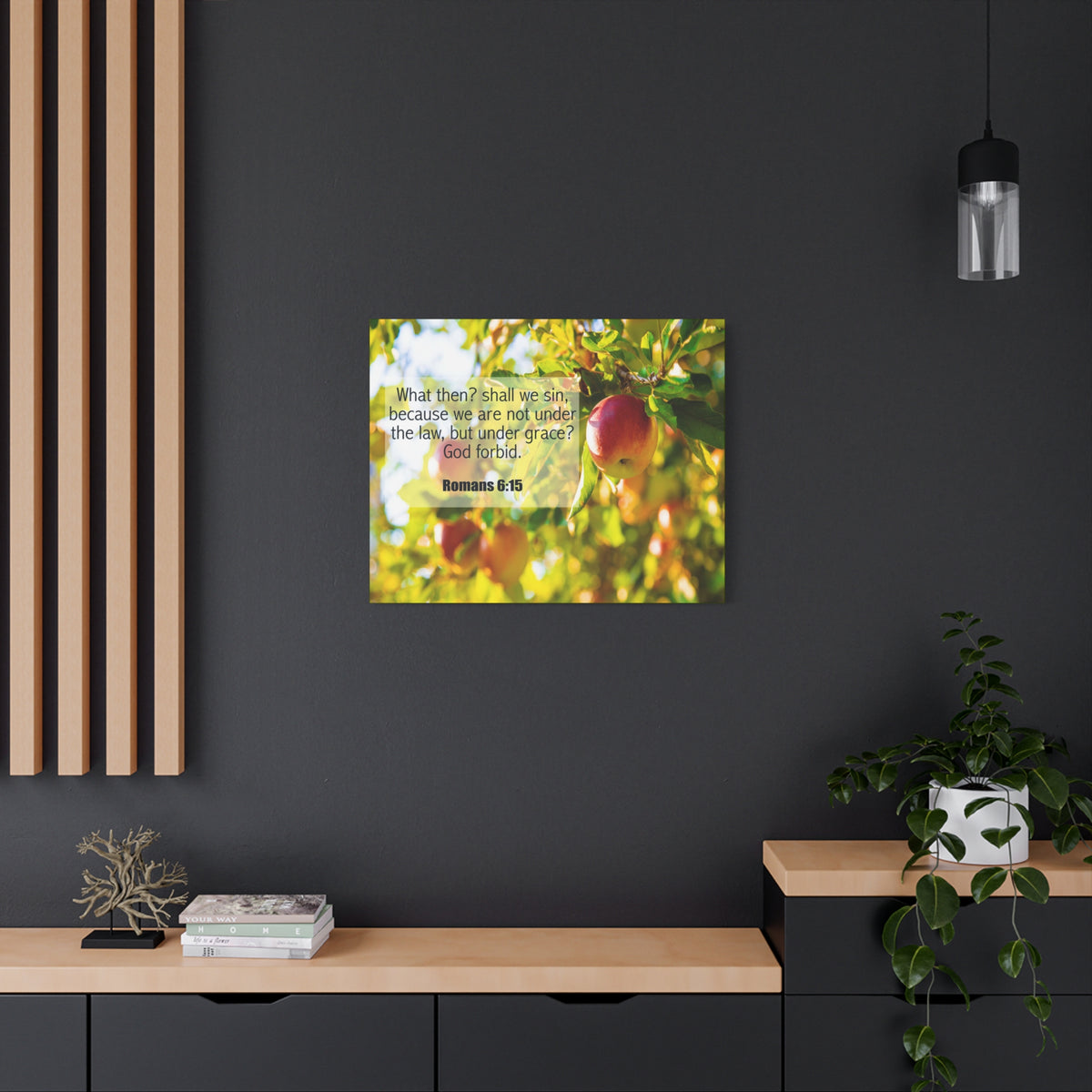 Scripture Canvas God Forbid Romans 6:15 Christian Wall Art Bible Verse Print Ready to Hang