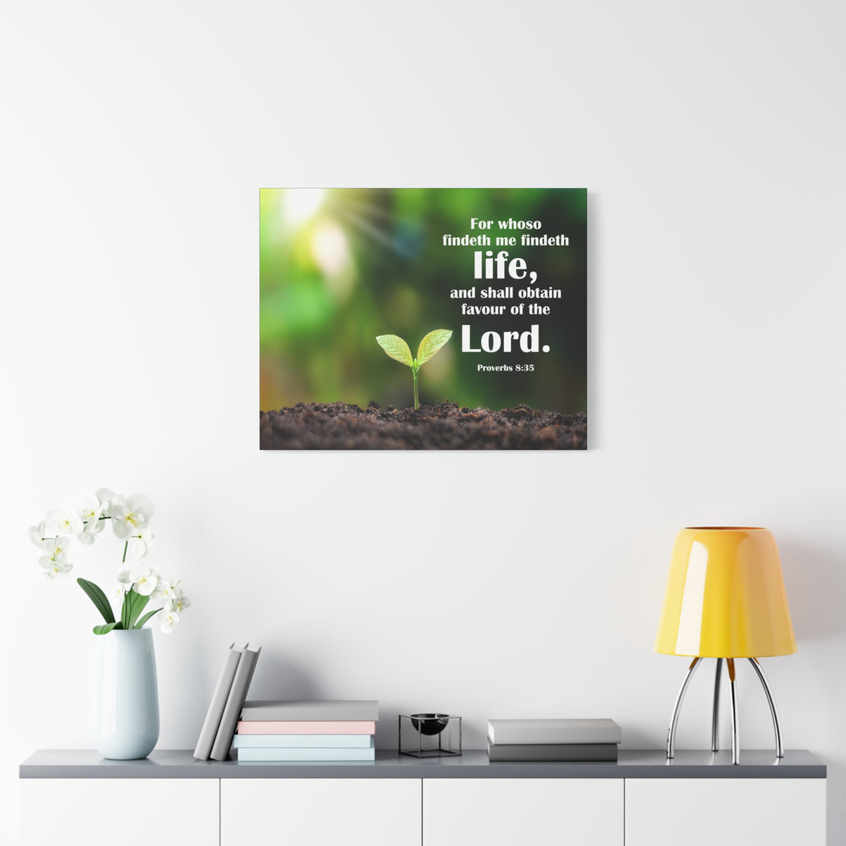 Scripture Canvas Favour of The Lord Proverbs 8:35 Christian Wall Art Bible Verse Print Ready to Hang