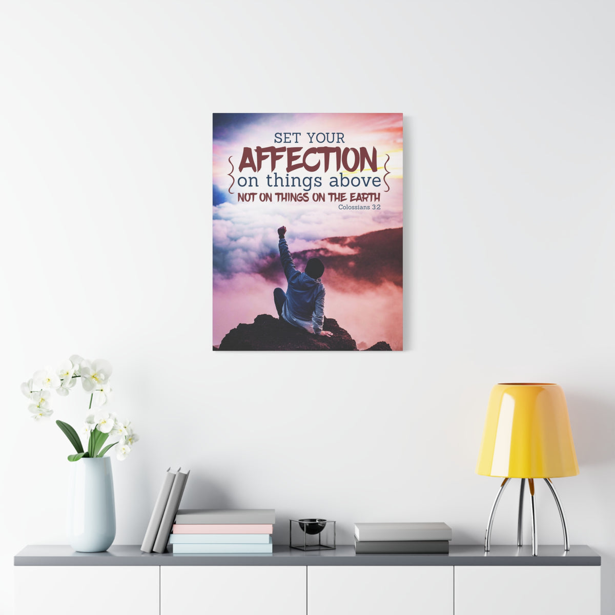 Scripture Canvas Set Your Affection Colossians 3:2 Christian Wall Art Bible Verse Print Ready to Hang