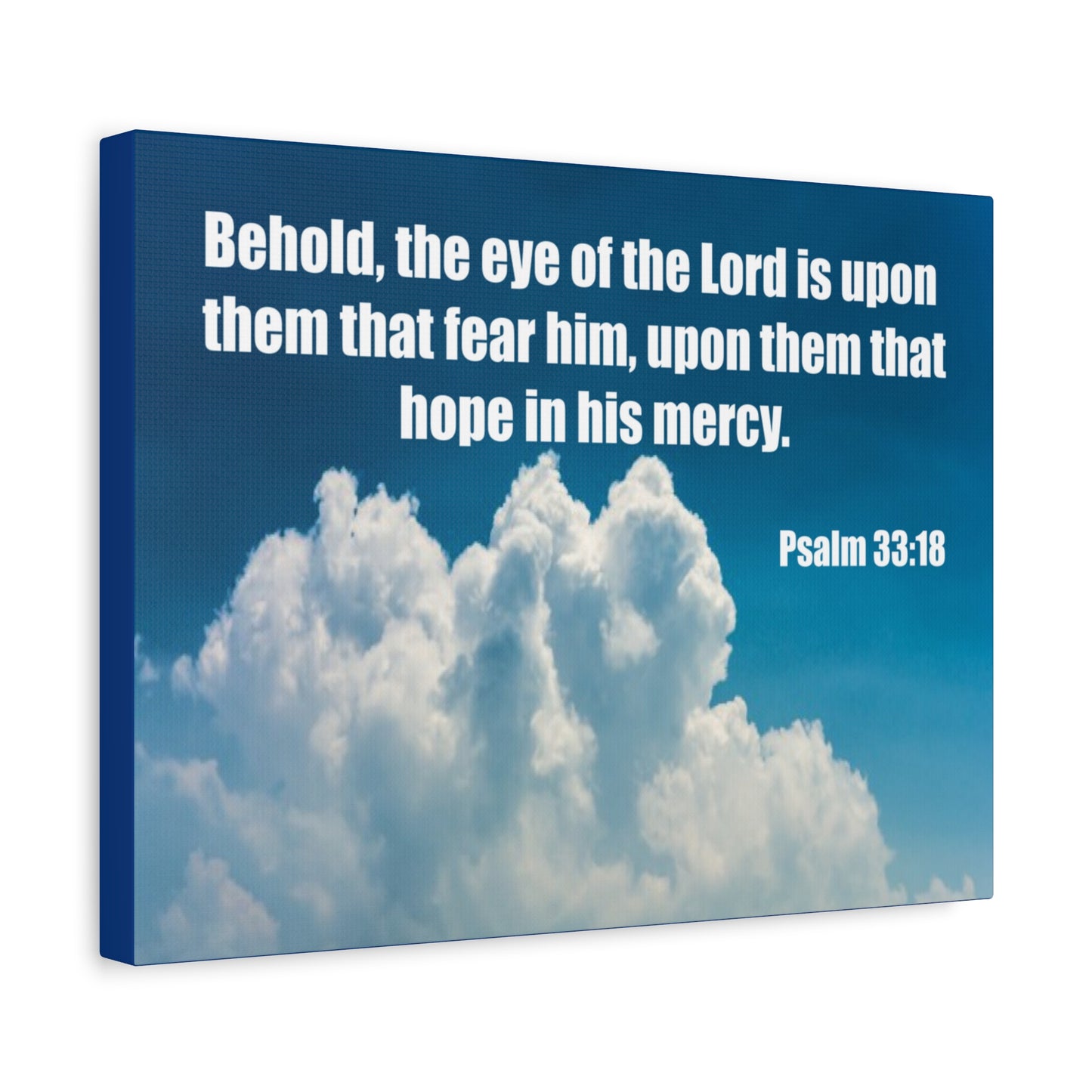 Bible Verse Canvas Hope in His Mercy Psalm 33:18 Christian Home Décor Wall Art Scripture Ready to Hang Faith Print