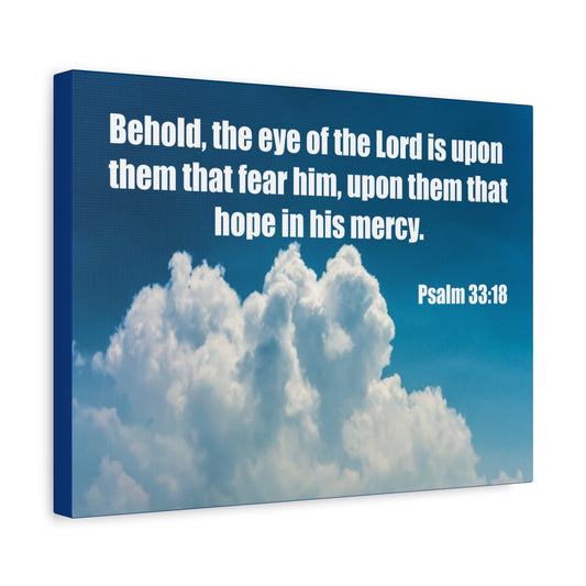 Bible Verse Canvas Hope in His Mercy Psalm 33:18 Christian Home Décor Wall Art Scripture Ready to Hang Faith Print