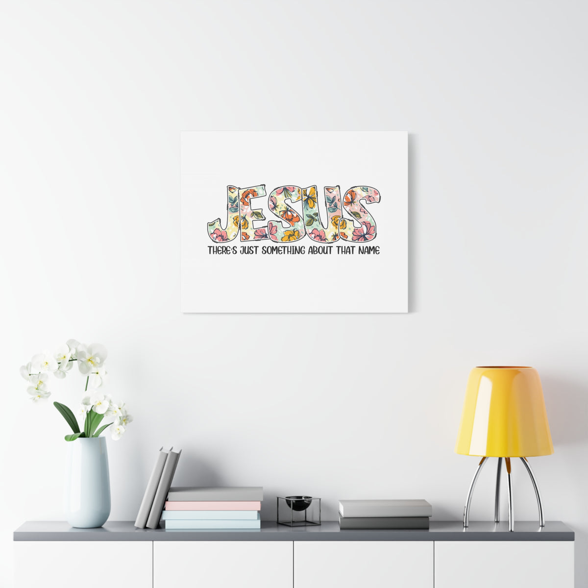 Scripture Canvas Jesus There's Just Something Hebrews 12:2 Flowers Christian Wall Art Bible Verse Print Ready to Hang