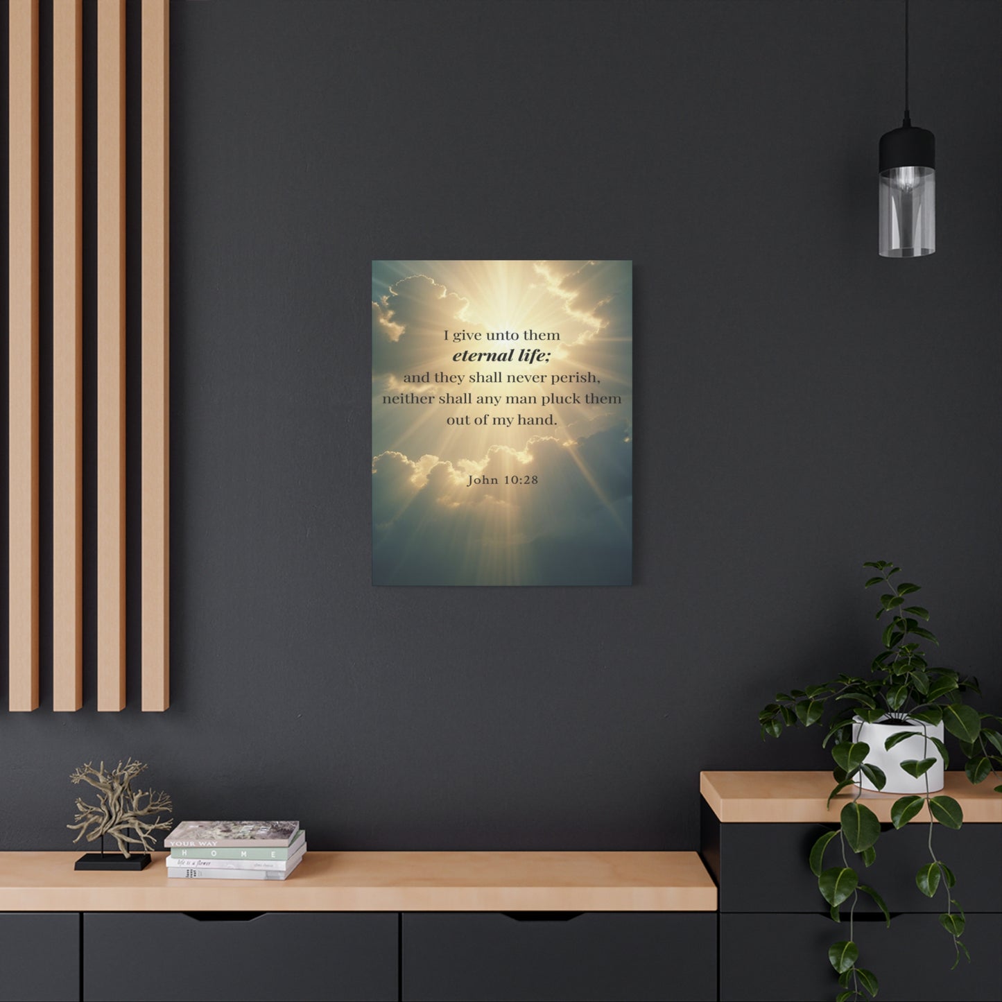 Scripture Walls John 10:28 Eternal Assurance Bible Verse Canvas Christian Wall Art Ready to Hang Unframed