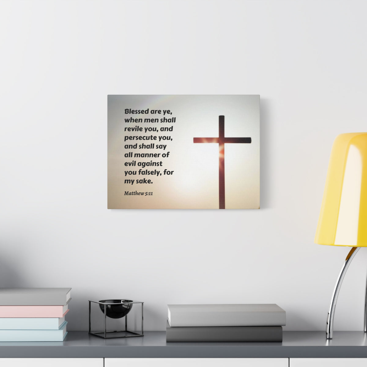 Scripture Canvas All Manner Matthew 5:11 Christian Wall Art Bible Verse Print Ready to Hang