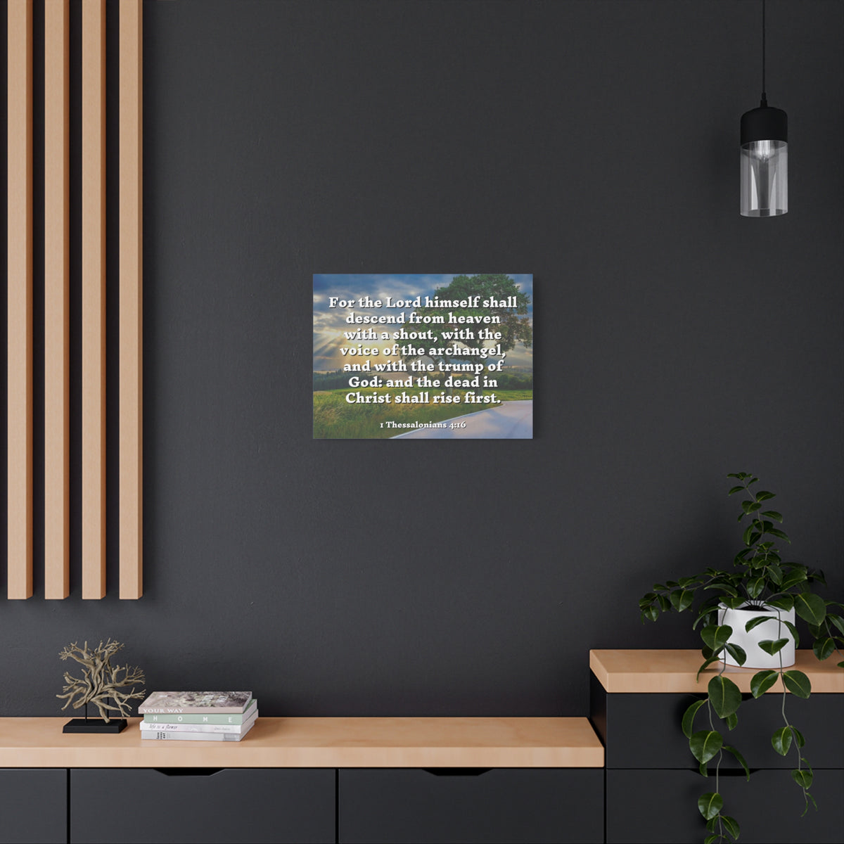 Scripture Canvas Rise 1 Thessalonians 4:16 Christian Wall Art Bible Verse Print Ready to Hang