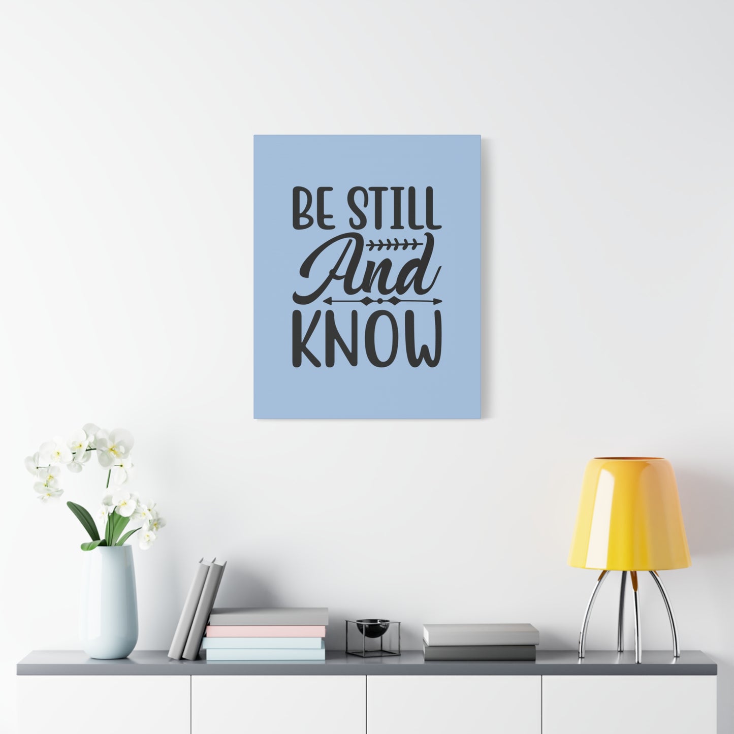 Scripture Walls Be Still And Know Light Blue Sky Psalm 46:10 Bible Verse Canvas Christian Wall Art Ready to Hang
