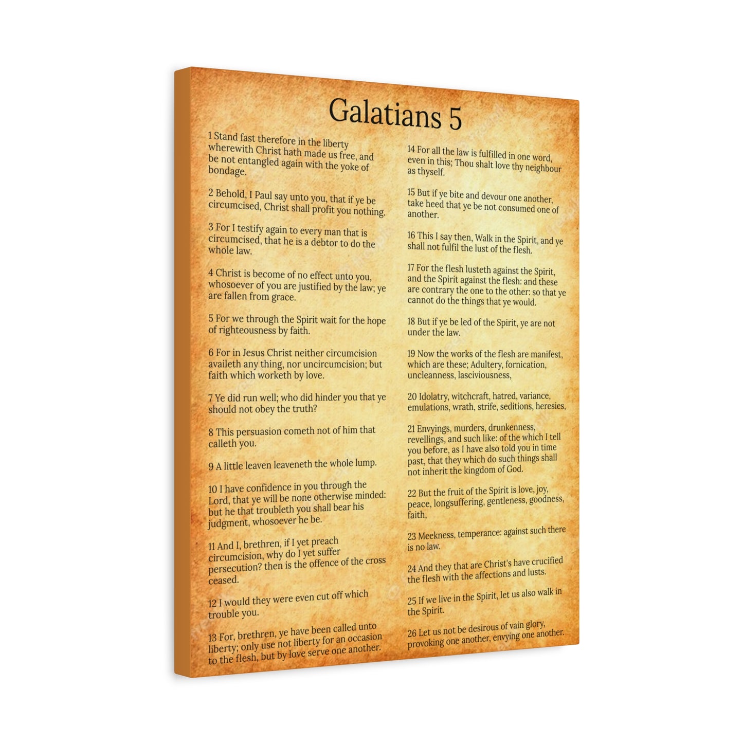 Scripture Walls Galatians 5 Chapter Gold Fruit of the Spirit Christian Wall Art Print Ready to Hang Unframed