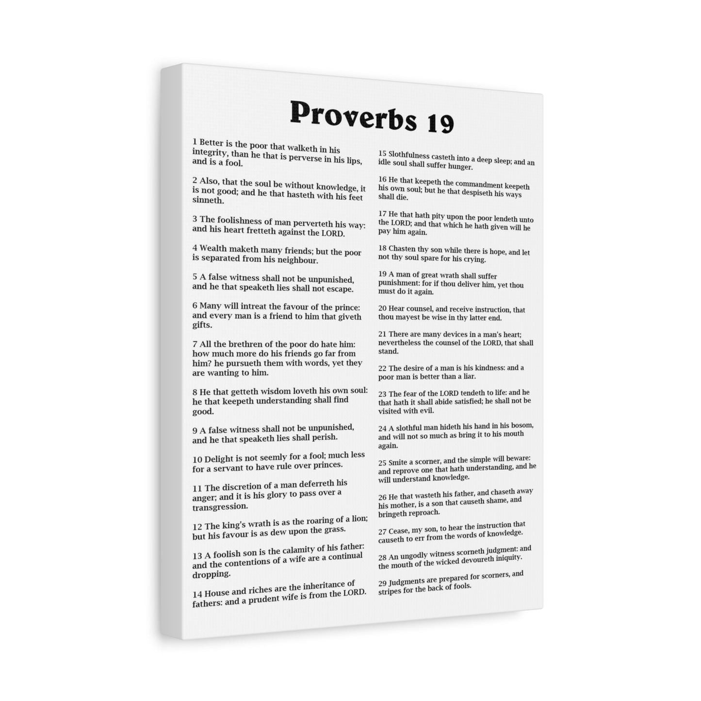 Scripture Walls Proverbs Chapter 19 White Bible Canvas Christian Wall Art Ready to Hang Unframed