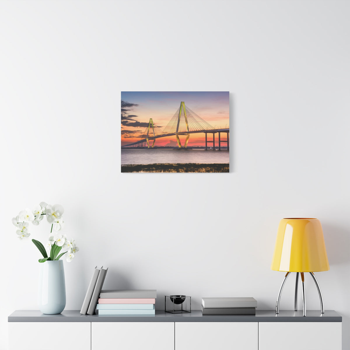 Jr Cooper River Bridge Charleston South Carolina Nature Wilderness Photography Canvas Wall Art for Home Decor Ready-to-Hang