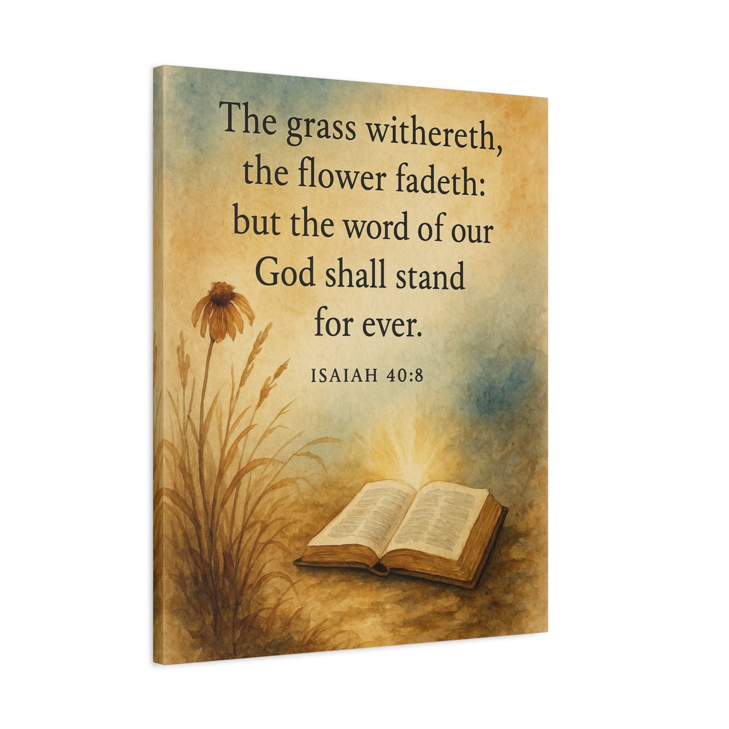 Bible Verse Canvas Isaiah 40:8 Christian Home Décor Wall Art Scripture Ready to Hang Faith Print