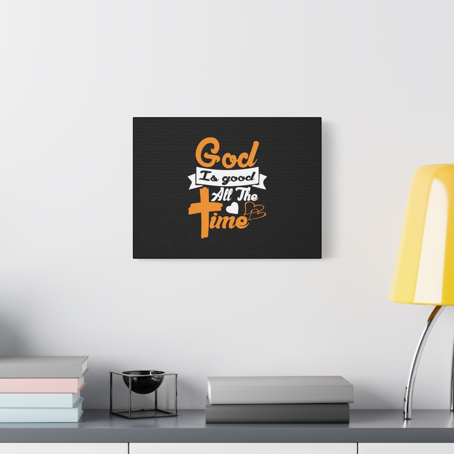 Scripture Canvas God Is Good All The Time Psalm 100:5 Orange Christian Wall Art Bible Verse Print Ready to Hang