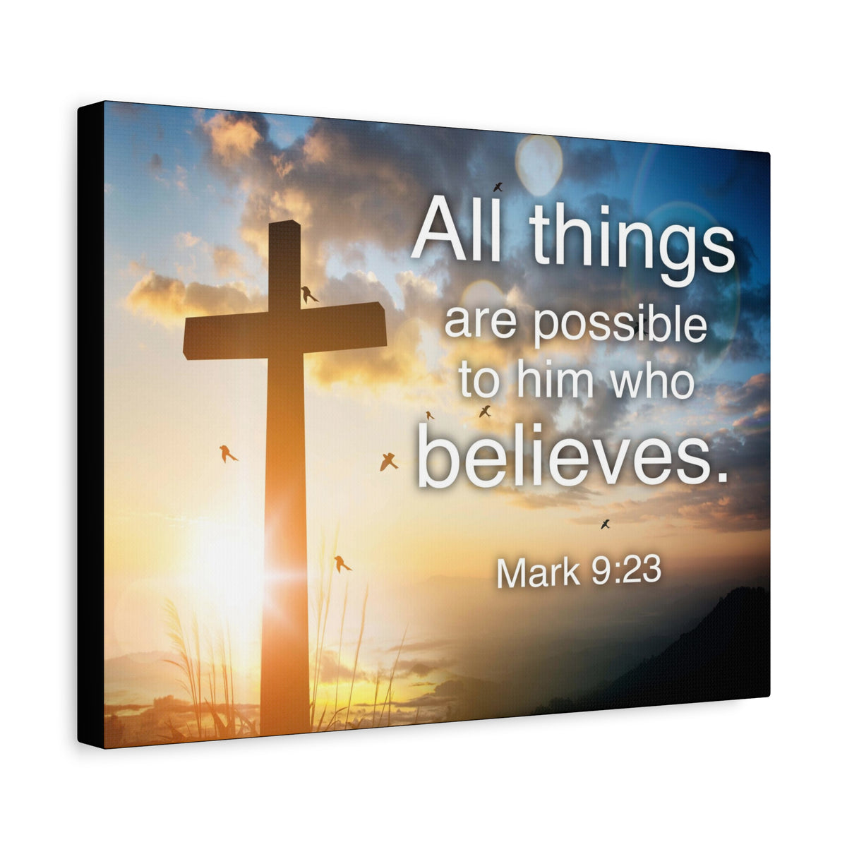 Scripture Canvas All Things Are Possible Mark 9:23 Christian Wall Art Bible Verse Print Ready to Hang