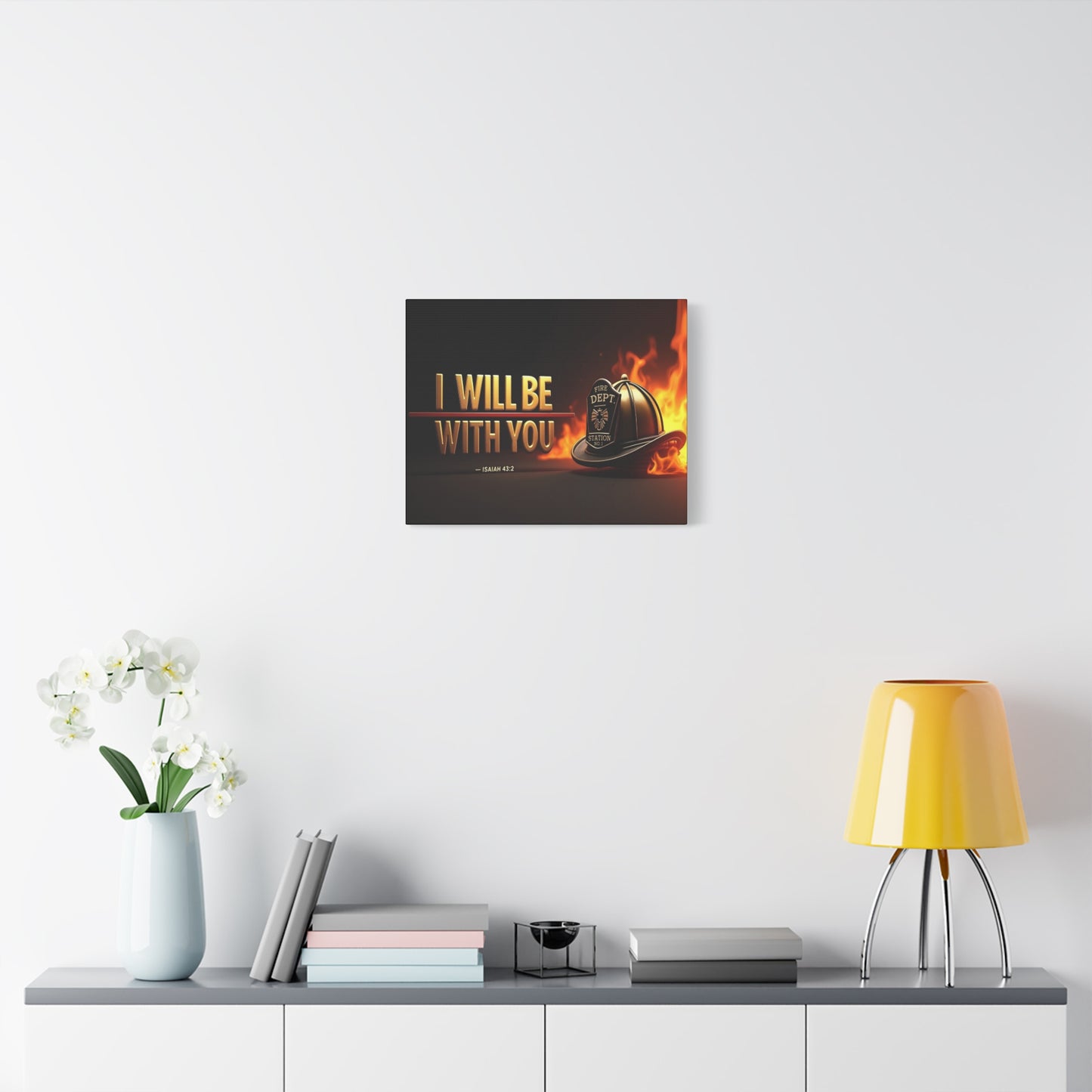 Scripture Walls Isaiah 43:2 Firefighter I Will Be With You Bible Verse Canvas Christian Wall Art Ready to Hang Unframed