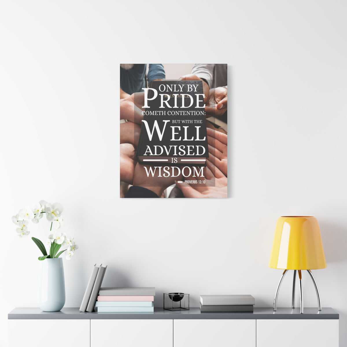 Scripture Canvas Only by Pride Proverbs 13:10 Christian Wall Art Bible Verse Print Ready to Hang