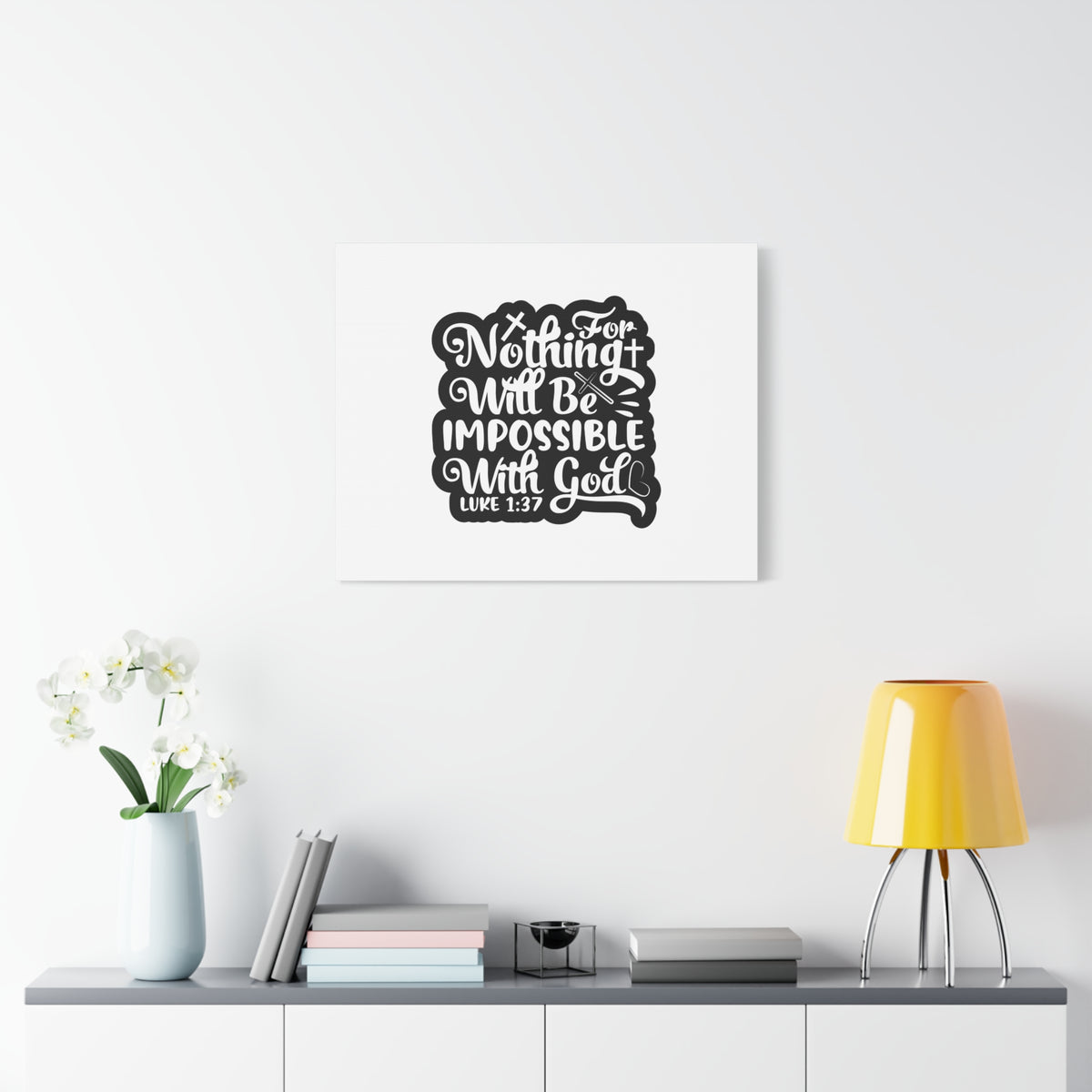 Scripture Canvas With God Luke 1:37 Christian Wall Art Bible Verse Print Ready to Hang