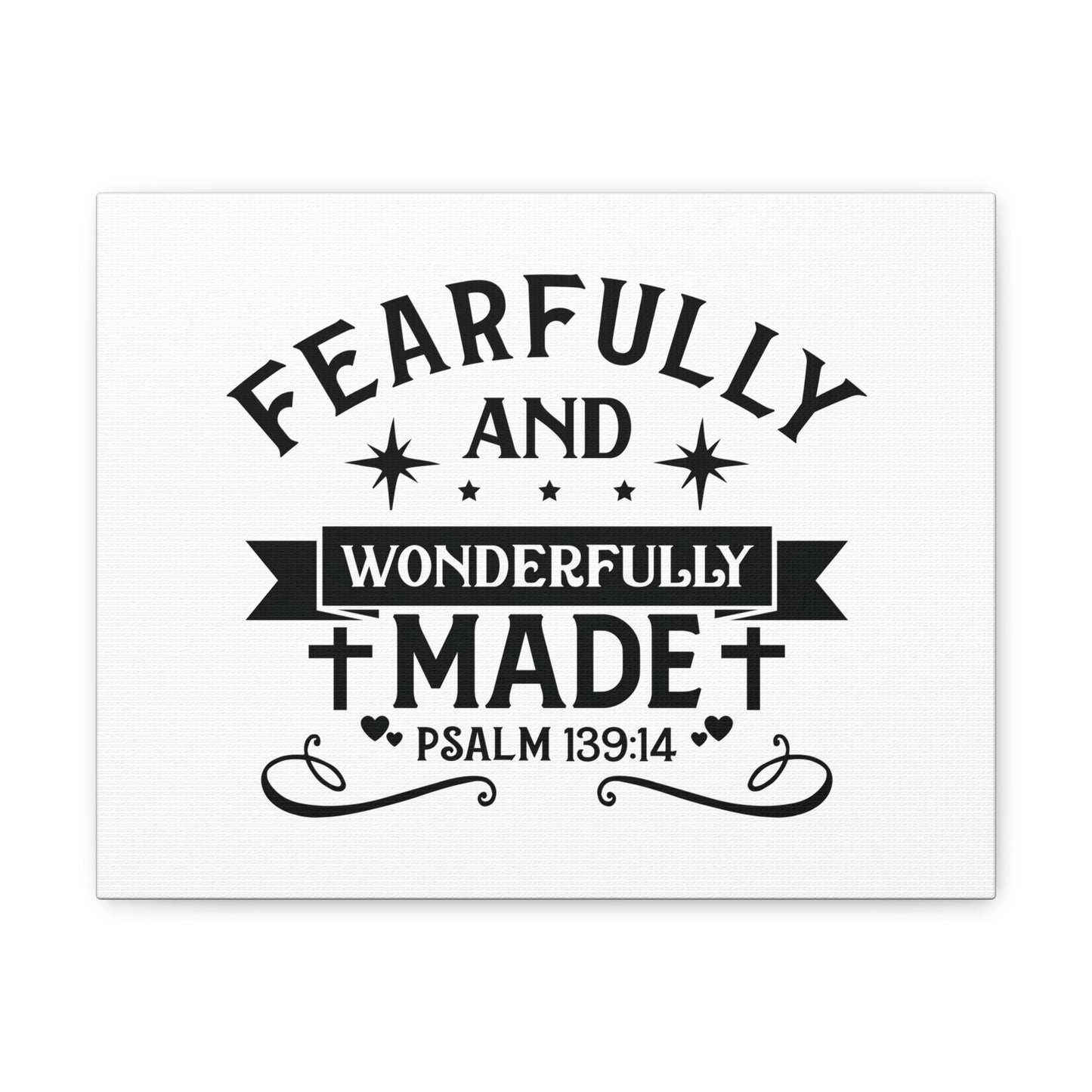 Wonderfully Psalm 139:14 Hearts Bible Verse Canvas Christian Wall Art Ready to Hang