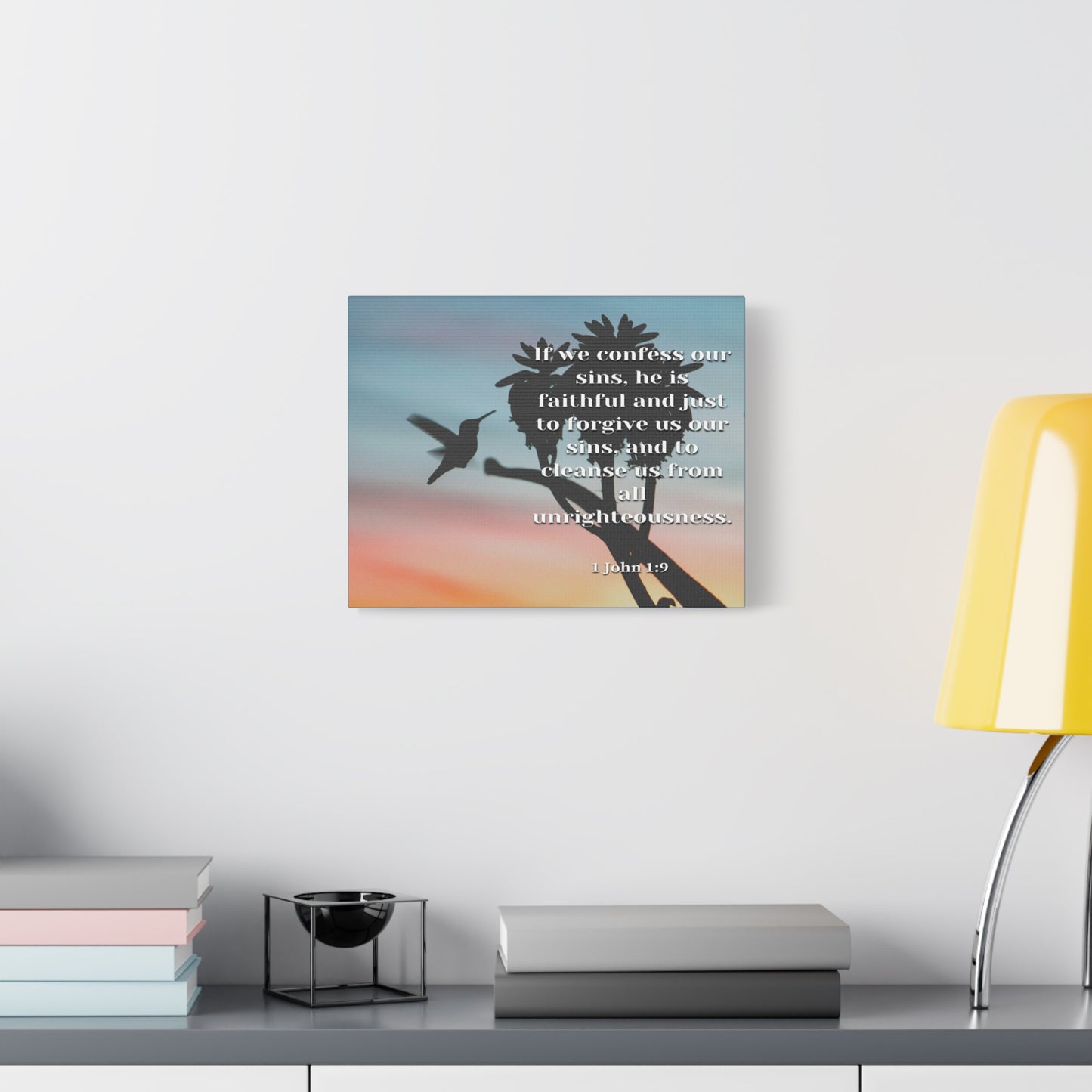 Scripture Canvas Forgive Us 1 John 1:9 Christian Wall Art Bible Verse Print Ready to Hang