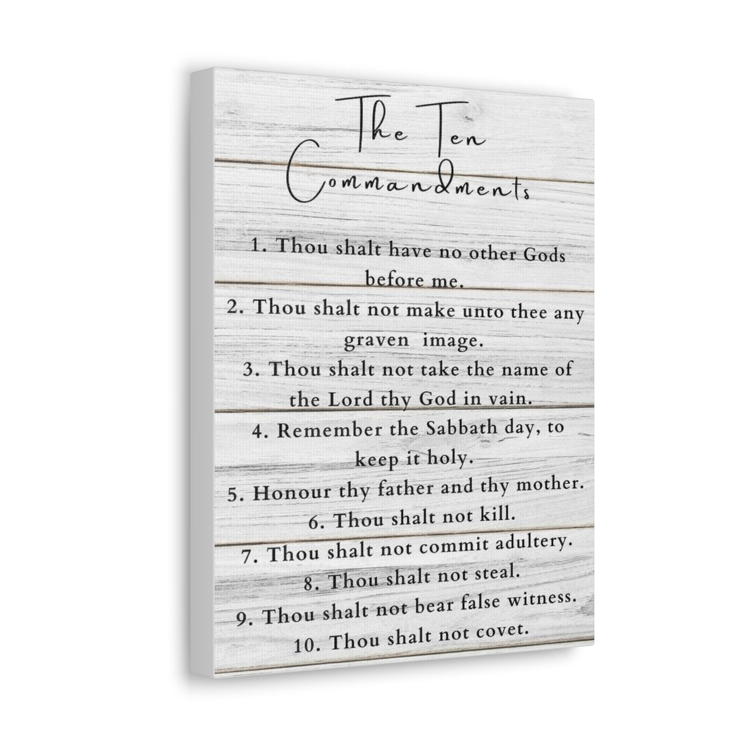 Ten Commandments White Christian Wall Art Print Ready to Hang