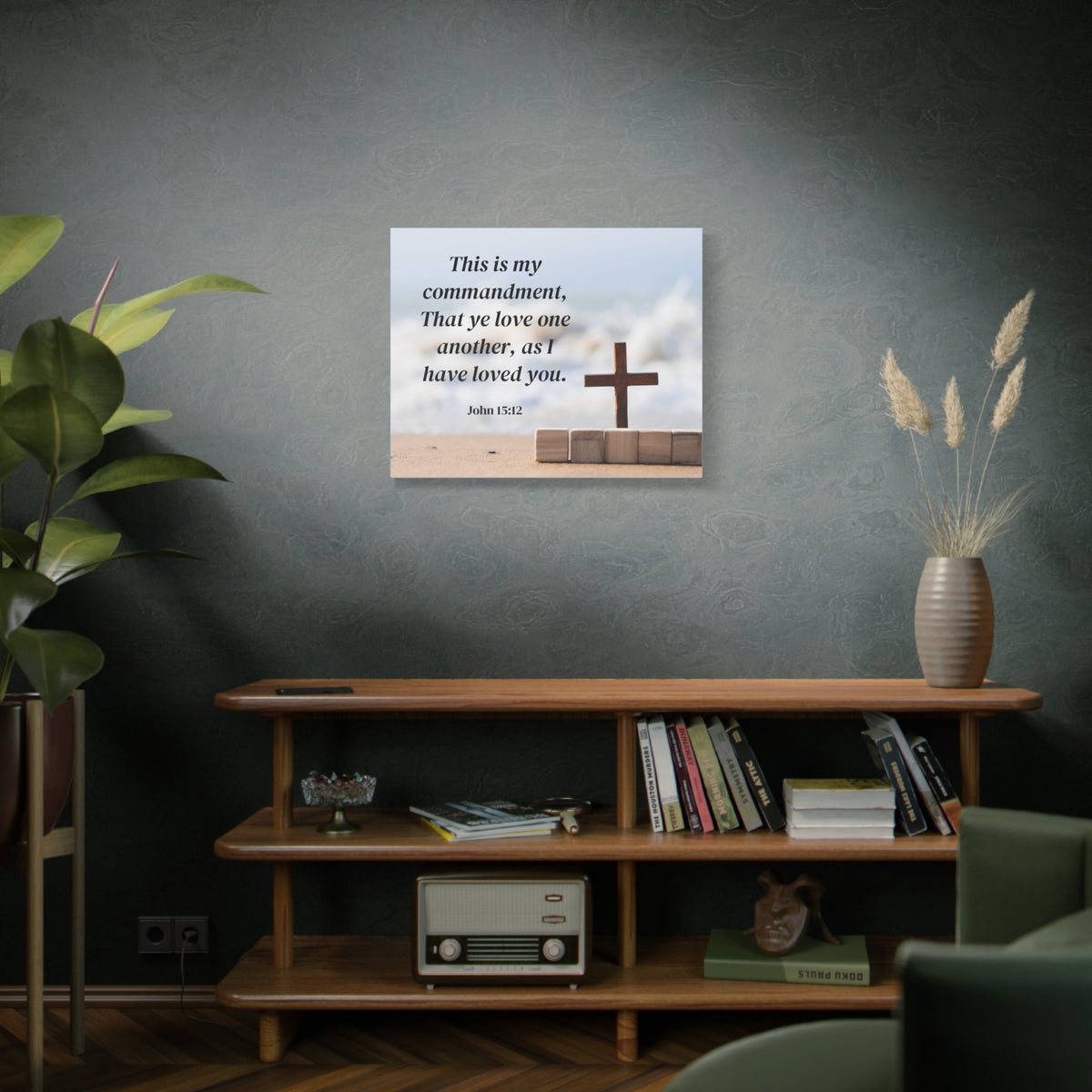 Scripture Canvas My Commandment John 15:12 Christian Wall Art Bible Verse Print Ready to Hang