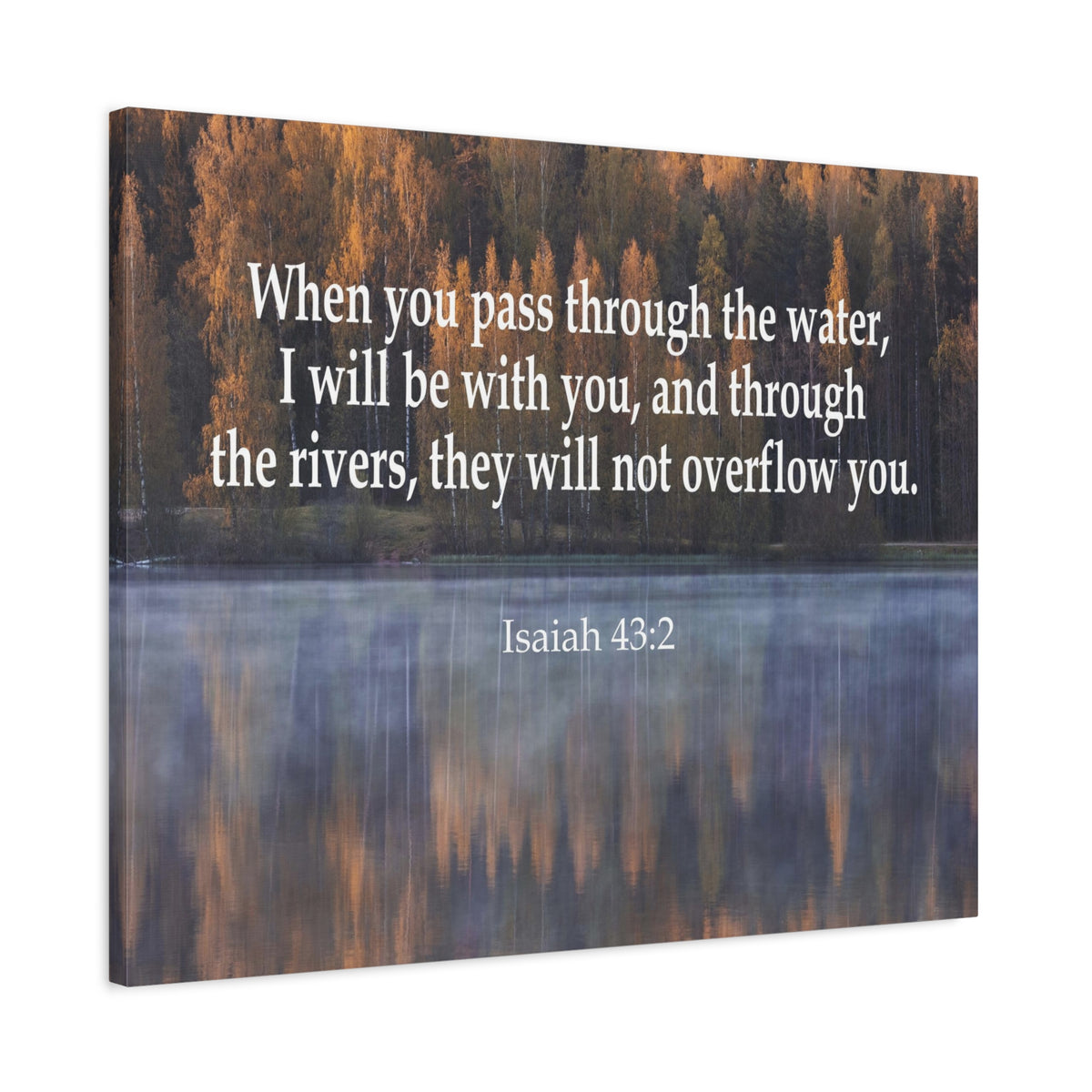 Scripture Canvas Pass Trough the Water Isaiah 43:2 Christian Wall Art Bible Verse Print Ready to Hang