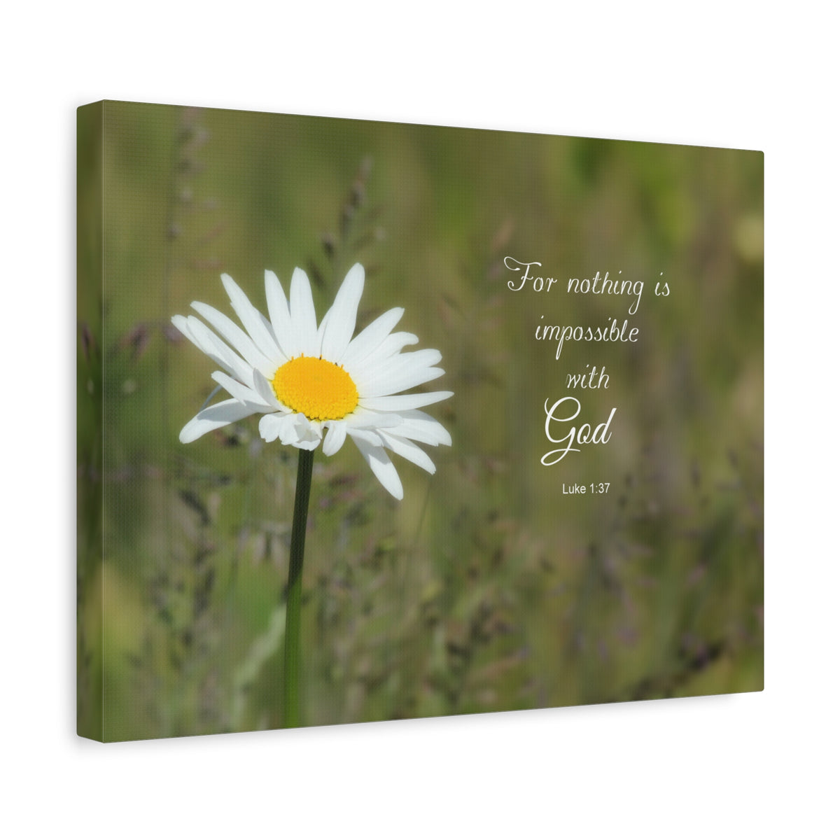 Scripture Canvas With God Luke 1:37 Christian Wall Art Bible Verse Print Ready to Hang