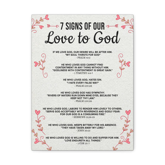 7 Signs of our Love to God 1 Corinthians 13:7 Christian Home DÃÂ©cor Ready to Hang Wall Art Scripture