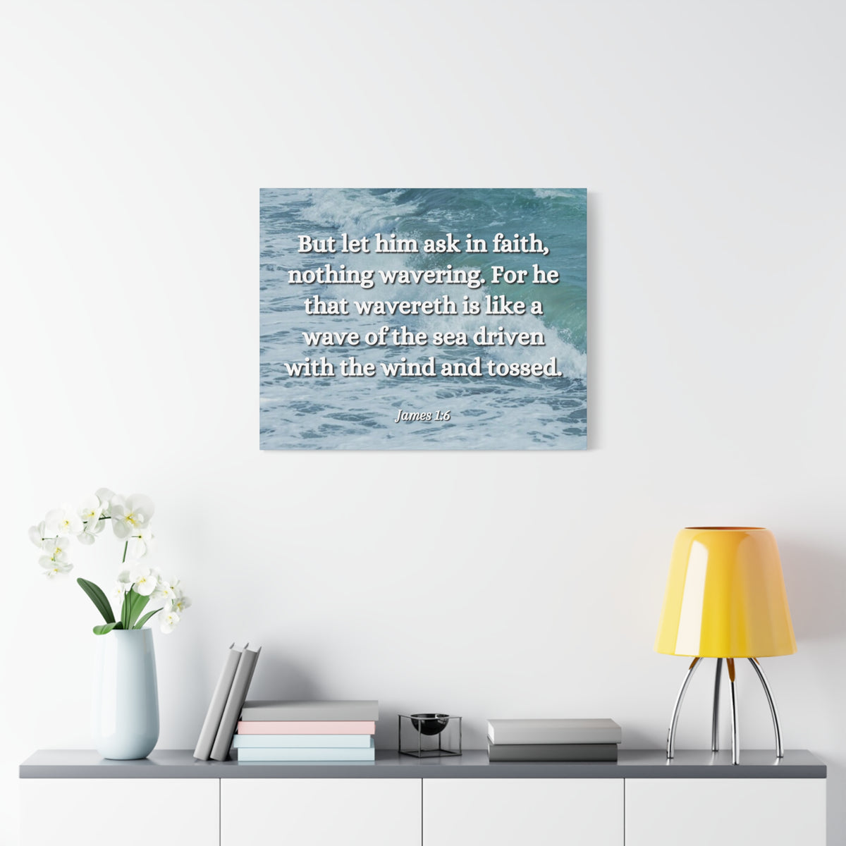 Scripture Canvas Ask In Faith James 1:6 Christian Wall Art Bible Verse Print Ready to Hang