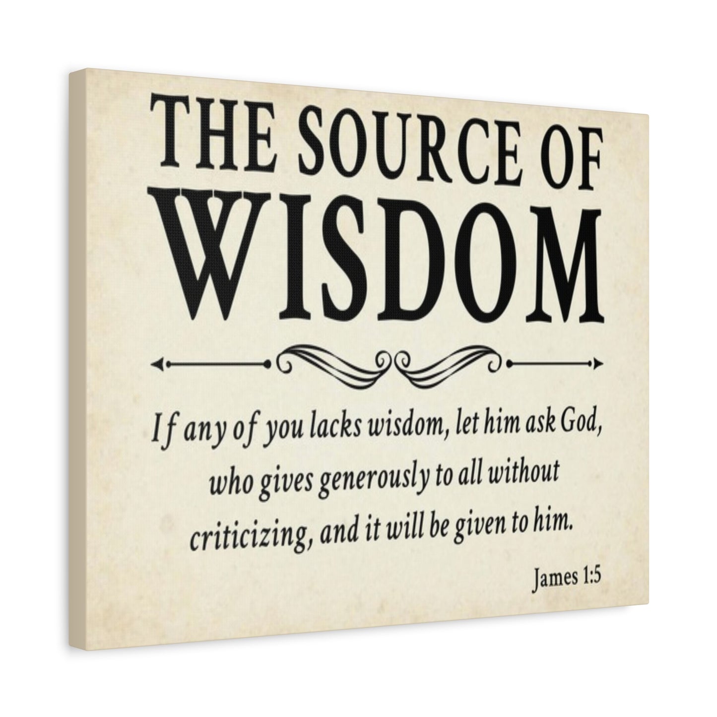 Scripture Walls James 1:5 The Source of Wisdom White Bible Verse Canvas Christian Wall Art Ready to Hang Unframed