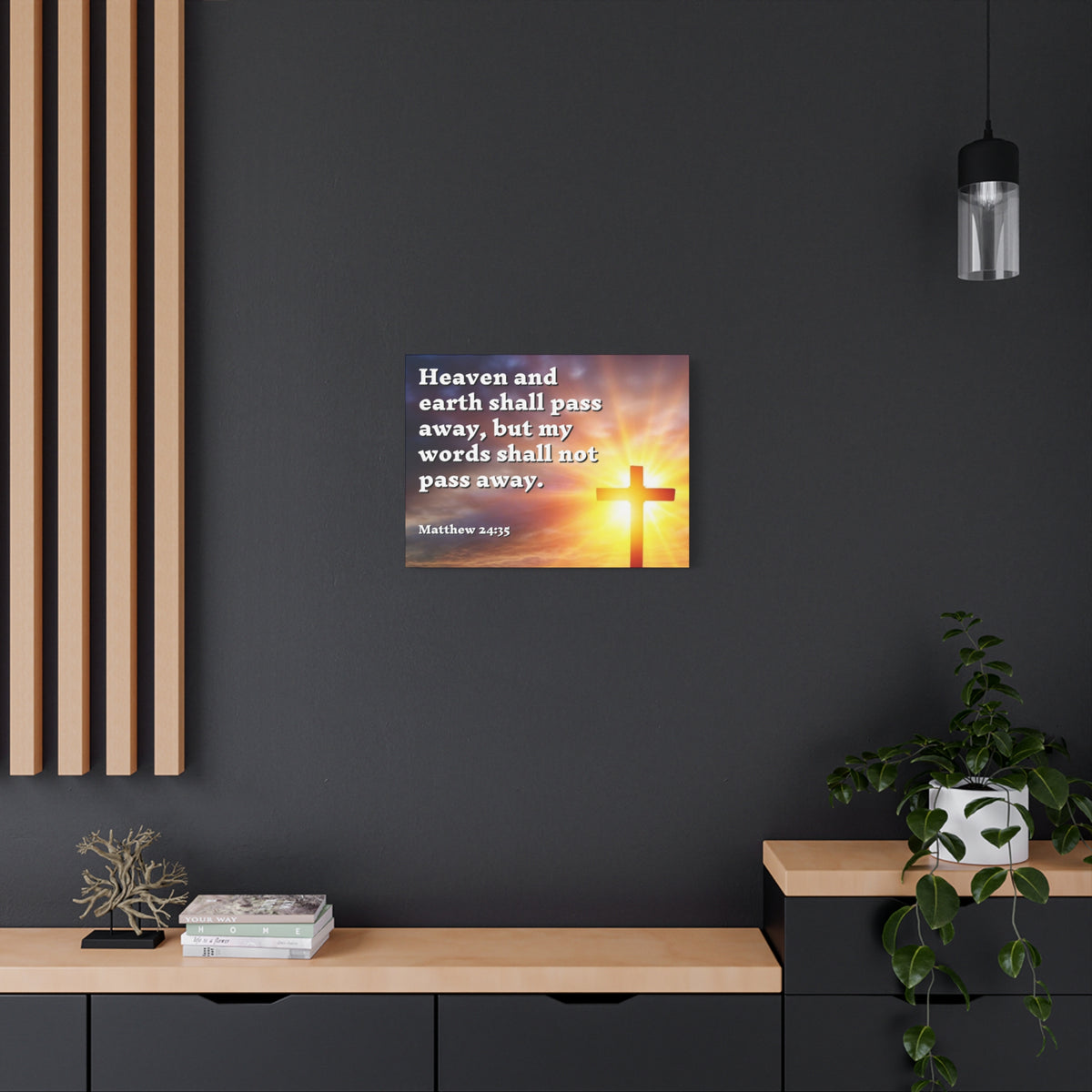 Scripture Canvas My Words Matthew 24:35 Christian Wall Art Bible Verse Print Ready to Hang