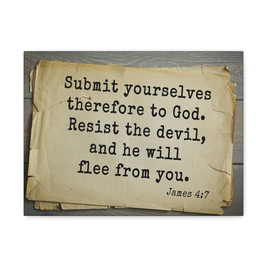 Therefore To God James 4:7 Bible Verse Canvas Christian Wall Art Bible Verse Print Ready To Hang