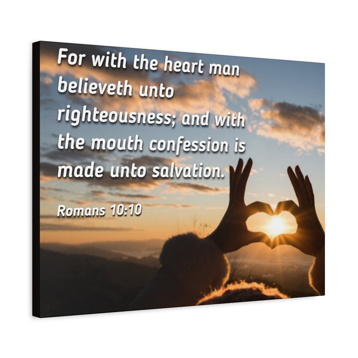 Scripture Canvas Believeth Unto Righteousness Romans 10:10 Christian Wall Art Bible Verse Print Ready to Hang