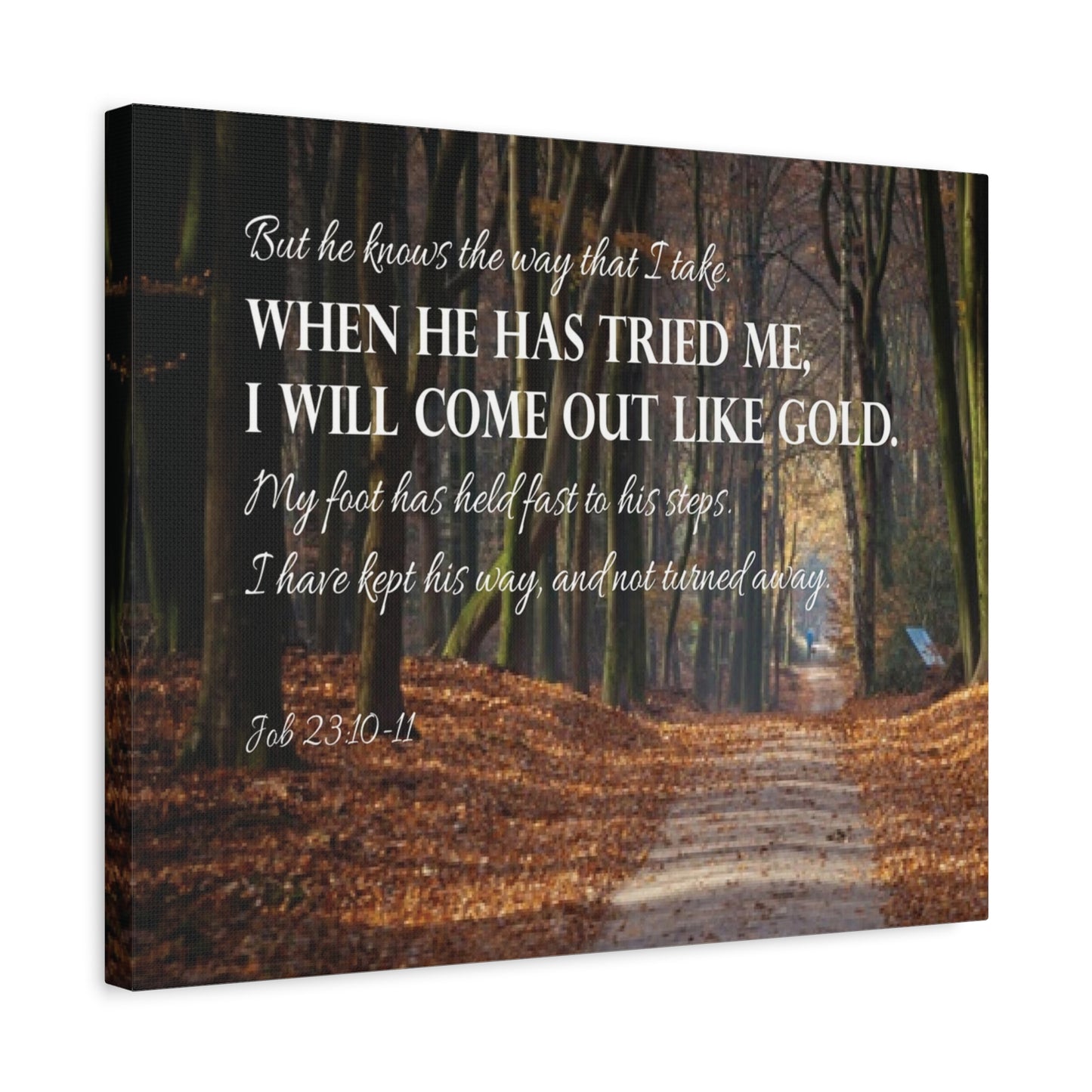 Bible Verse Canvas Come Out Like Gold Job 23:10-11 Scripture Wall Art Christian Home Decor
