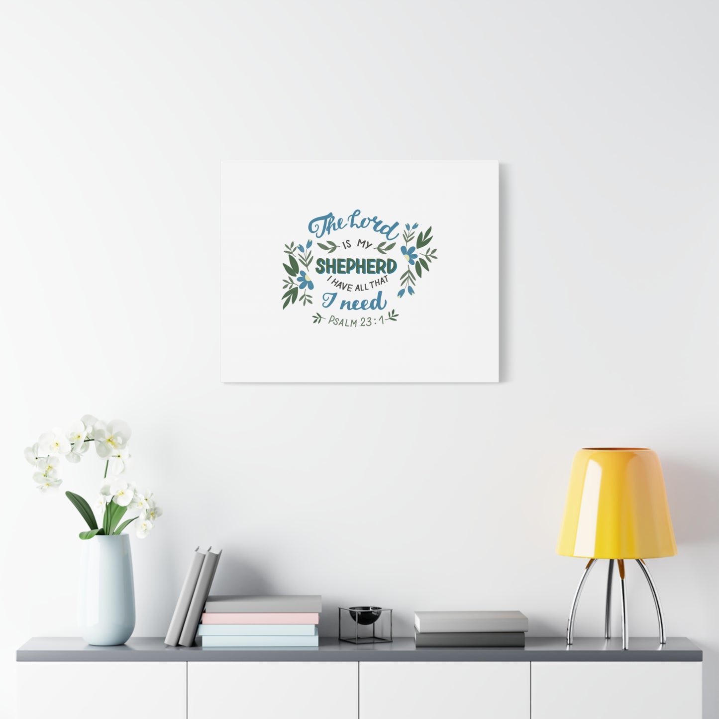 Scripture Canvas The Lord Is My Shepherd Psalm 23:1 Christian Wall Art Bible Verse Print Ready to Hang