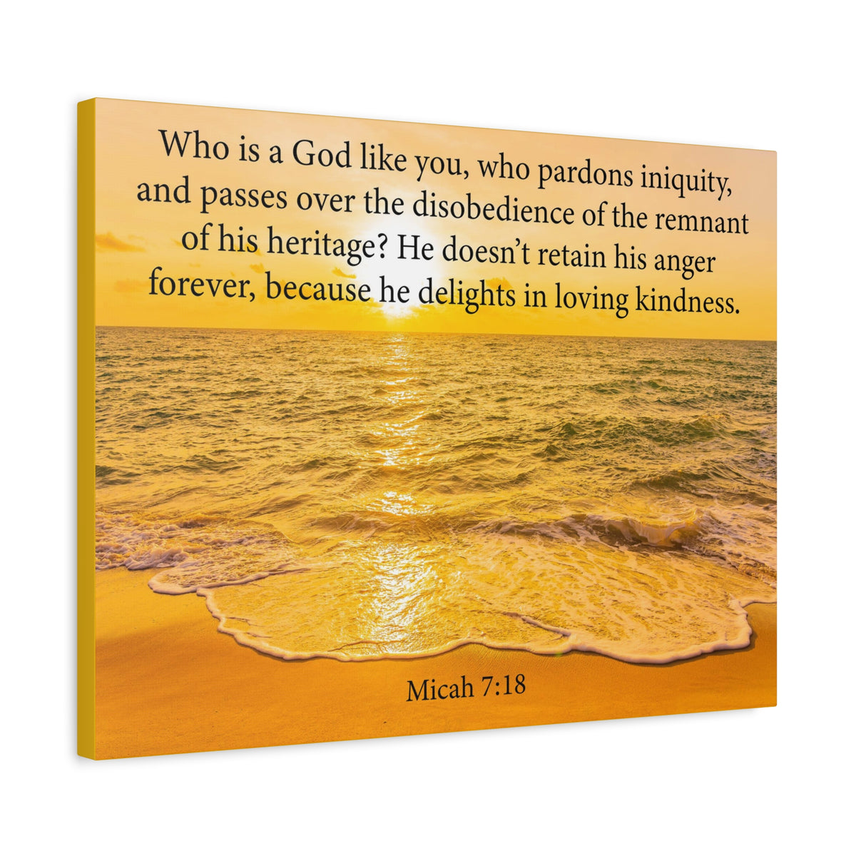 Scripture Canvas Loving Kindness Micah 7:18 Christian Wall Art Bible Verse Print Ready to Hang