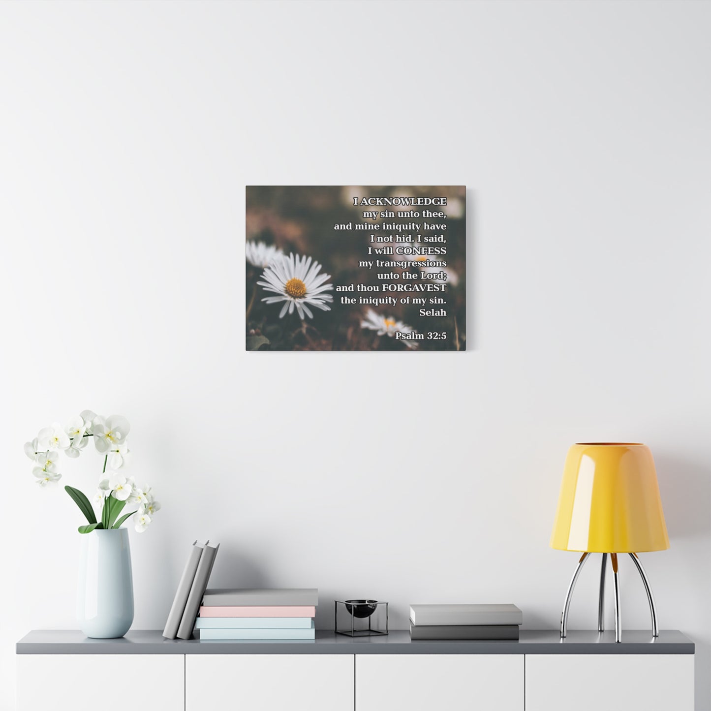 Bible Verse Canvas Acknowledge and Confess Unto the Lord Psalm 32:5 Wall Art Christian Home Decor