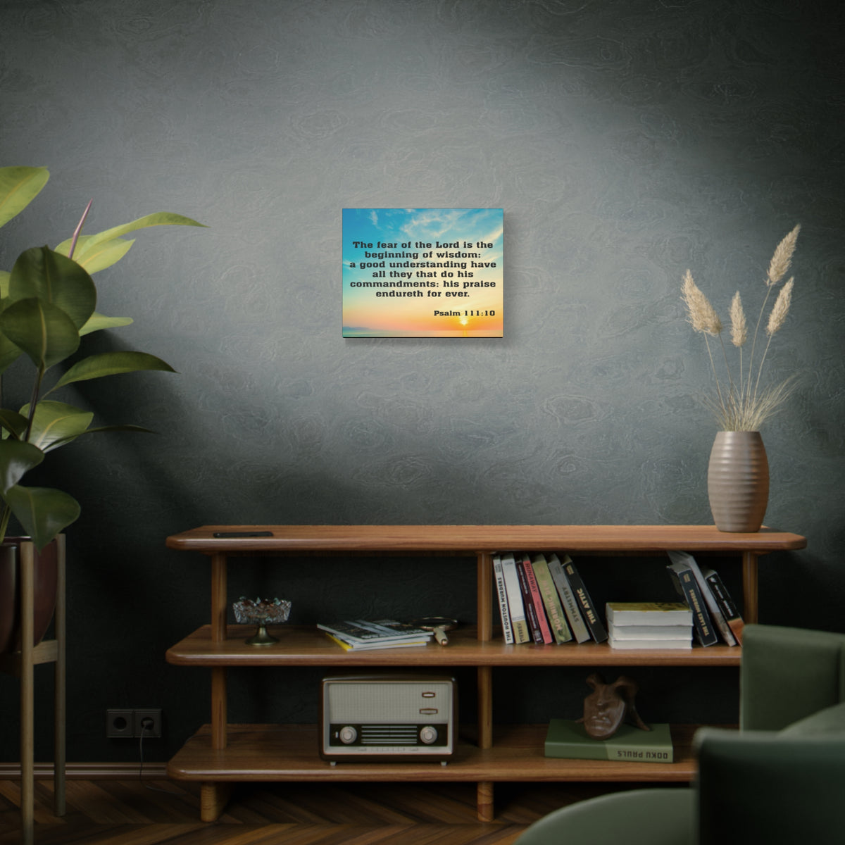 Bible Verse Canvas The Fear of The Lord is The Beginning of Wisdom Psalm 111:10 Christian Home Décor Wall Art Scripture Ready to Hang Faith Print