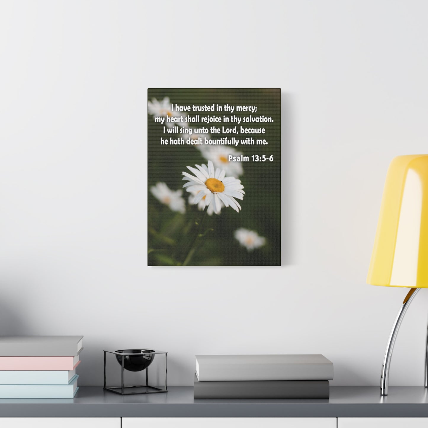 Scripture Canvas Rejoice in Thy Salvation Psalm 13:5-6 Christian Wall Art Bible Verse Print Ready to Hang